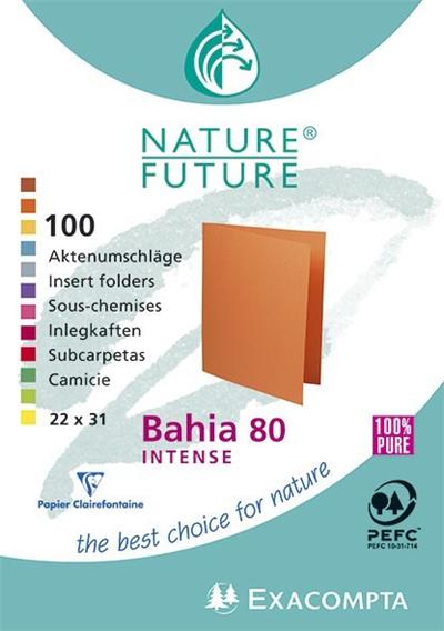 Chemise Exacompta - Paquet de 100 sous-chemises Bahia 80 22x31cm 10 Couleurs assorties