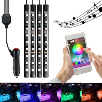 4 En 1 Led Rgb Lampe Interieur De Voitures Bluetooth Neons