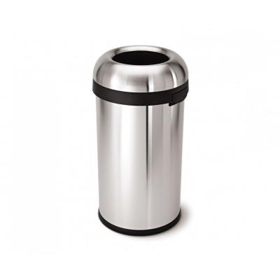 Poubelle ronde ouverte acier brossé SimpleHuman - CW1469 - Acier inoxydable - Ronde - 80 l - Inox brossé
