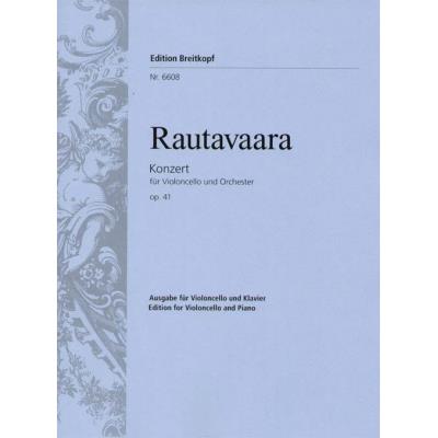 Partitions classique EDITION BREITKOPF RAUTAVAARA EINOJUHANI - VIOLONCELLOKONZERT OP. 41 - CELLO, ORCHESTRA Violoncelle