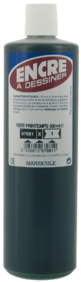 Majuscule - Encre A Dessin Vert Printemps - Flacon De 500Ml