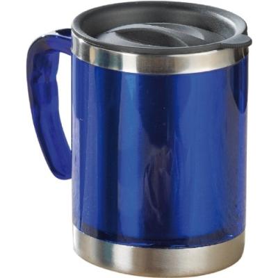 esmeyer 305-012 gobelet isotherme en inox extérieur en plastique livré dans une boîte avec photo bleu hauteur 11,5 cm 0,38 litre