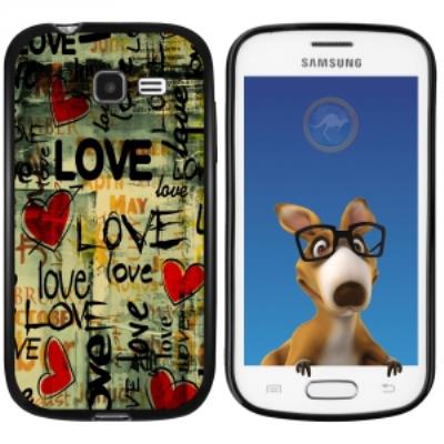 Coque Souple en gel noir pour Galaxy Trend Lite avec impression Motifs Love Vintage