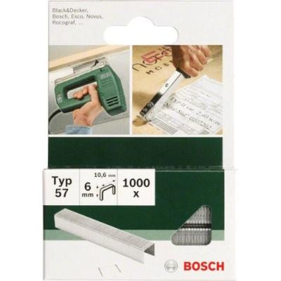 Bosch 2609255845 Set De 1000 Agrafes à Fil Plat Type 57 Largeur 10,6 Mm Epaisseur 1,25 Mm Longueur 6 Mm