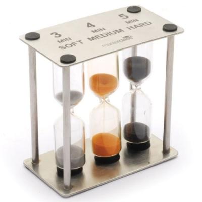 MasterClass Professional Stainless Steel Triple Sand Timer in Silver
