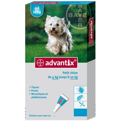Advantix - pipettes antiparasitaires petit chien (4 à 10 kg) - 6 pipettes
