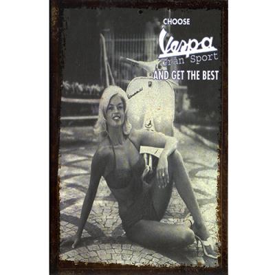 Petite Plaque métal de collection Vespa Pin-up
