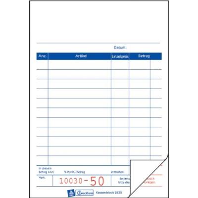 Kassenblocks 2x50 bl.15x10 cm avery 2835