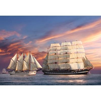 Puzzle 500 pièces : navigation au coucher du soleil castorland
