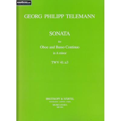 Partitions classique EDITION BREITKOPF TELEMANN G. PH. - SONATA IN A - HAUTBOIS ET BC Hautbois