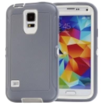 Galaxy S5 : Coque Housse Combinaison Silicone Plastique Gris / Blanc