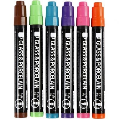 Creotime stylo à peinture verre & porcelaine 6 pcs extra multicolore