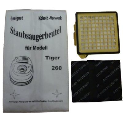 MISTER VAC A925 PACK DE 10 SACS EN NON-TISSÉ, 1 FILTRE HEPA, 1 FILTRE CHARBON ACTIF POUR ASPIRATEUR VORWERK TIGER 260