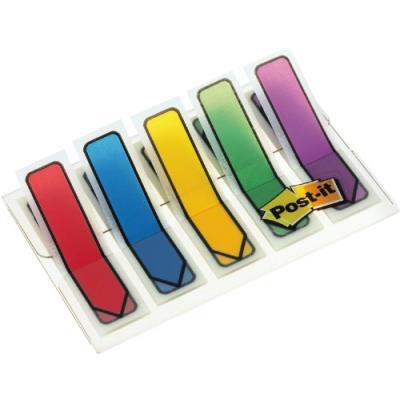 Post-it étui transparent pour notes dindex 11,9 x 43,2 mm avec 5 blocs de 20 notes (rouge bleu jaune vert violet)