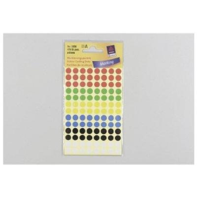 Pastilles adhésives, diamètre 8 mm assorties avery 3090