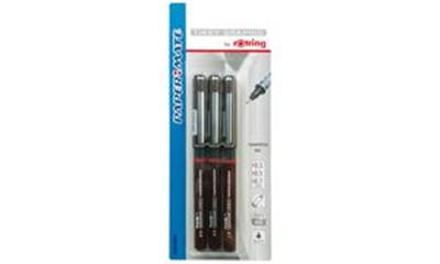 rotring - Stylo feutre Tikky Graphic, set de 3, encre Noire pigment