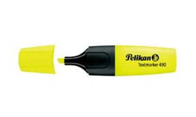 PELIKAN - Surligneur 490, jaune fluo, rechargeable pointe biseautée, largeur de tracé: 1,0 - 5,0 mm (nouveau: 940376 / ancien: 963017)