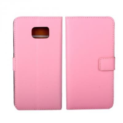 Etui type portefeuille rose Samsung Galaxy S6-Edge PLUS rabat latéral fonction stand