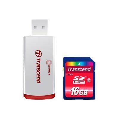 Transcend SDHC2 + P2 Card Reader - carte mémoire flash - 16 Go - SDHC