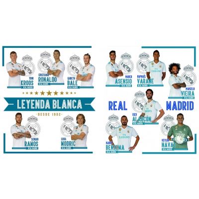 stickers muraux 11 joueurs 2 feuilles d'autocollants