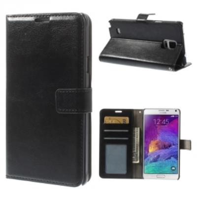 Etui type portefeuille noir Samsung Galaxy Note 4 N-910 rabat latéral fonction stand
