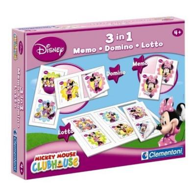 Clementoni - Coffret jeux 3 en 1 : Minnie : Memo, Domino, Loto