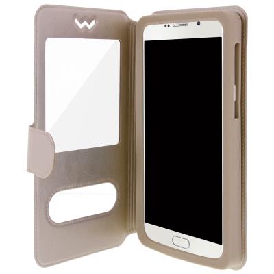 Housse Etui Universel Clapet Fenêtre Smartphones 5.3 à 5.5 pouces - Or - Protection Intégrale