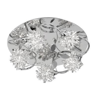 Oaks Lighting Serena Plafonnier À 5 Lumières Chrome Poli Fleurs Métalliques