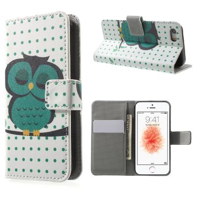 Etui en PU avec stand pour iPhone SE/5s/5 - Dozing hiboux