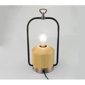 Lampe A Poser Bois Et Metal Finition Laiton Vieilli Lampe