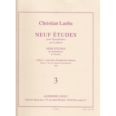 Méthodes et pédagogie LEDUC LAUBA CHRISTIAN - NEUF ETUDES POUR SAXOPHONE - CAHIER 3 Saxophone
