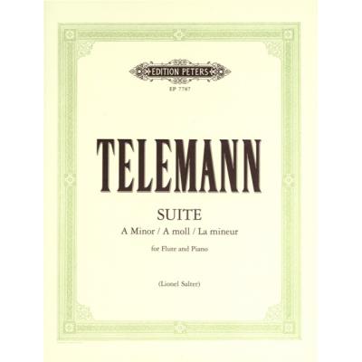 Partitions classique EDITION PETERS TELEMANN GEORG PHILIPP - SUITE IN A MINOR - FLUTE AND PIANO Flûte traversière
