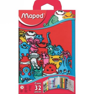 Maped trousse scolaire garnie 32 pieces monsters