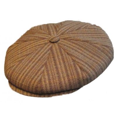 casquette vintage marron clair rayure marron foncé taille 55 cm homme femme enfant rockabilly pin up