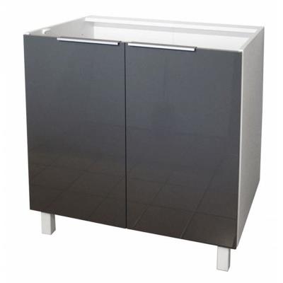 Caisson Portes Bas 80 Cm Gris Haute Brillance