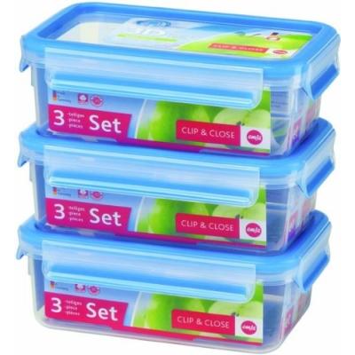 EMSA 508558 BOÎTE ALIMENTAIRE CLIP & CLOSE 3D PERFECT CLEAN LOT DE 3 X 1 L EMPILÉ