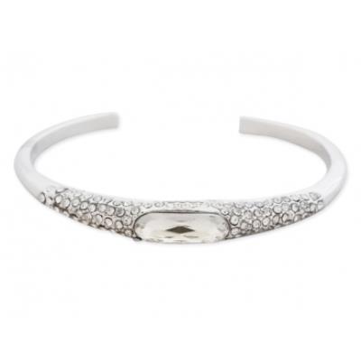 Bracelet argenté ouvert, fausse pierre blanche et strass bijou fantaisie pas cher
