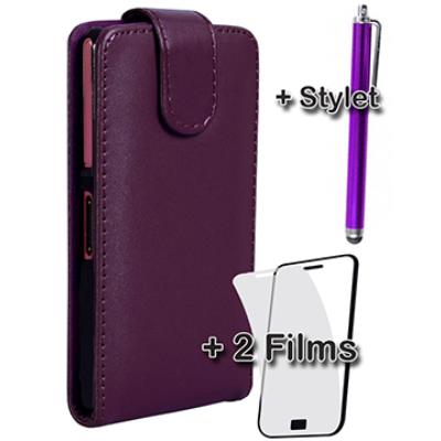 Pack 3 accessoires housse films et stylet violet S