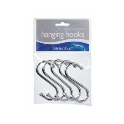kitchen craft lot de 5 crochets s plaqués chrome 13 cm