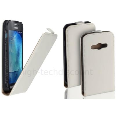 Housse etui coque pochette PU cuir fine pour Samsung G388F Galaxy Xcover 3  - BLANC