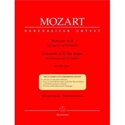 Partitions classique BARENREITER MOZART W.A. - CONCERTO EN SIB MAJEUR KV 191 - BASSON, PIANO Basson