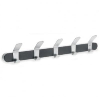 Porte manteau mural noir 5 patÃ'res inox brossÃ© VENEA Blomus