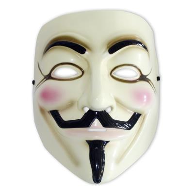 Masque V pour Vendetta Guy Fawkes Anonymous en plastique, taille unique pour adulte