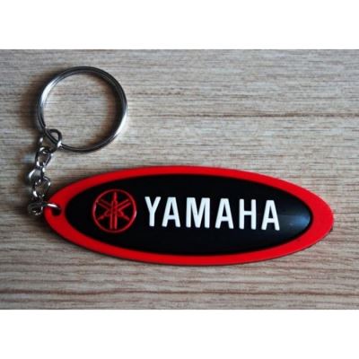 porte clé moto yamaha oval noir et rouge plastique souple sportive