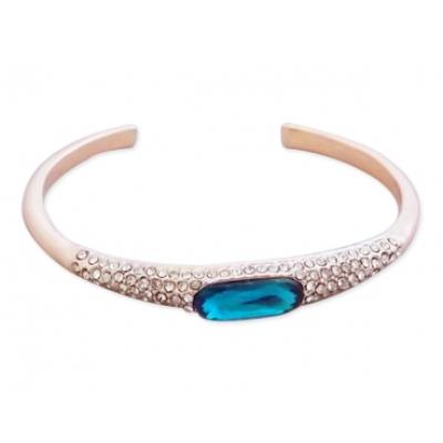 Bracelet doré semi-ouvert strass et fausse pierre turquoise bijou fantaisie pas cher