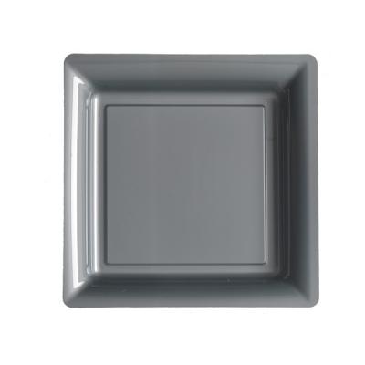 12 Assiettes Carrées En Plastique Argent 29 X 29 Cm