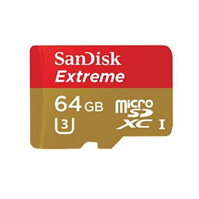 Sandisk extreme carte mémoire microsdhc 64 go jusqu'à 90 mo/s, classe 10, u3