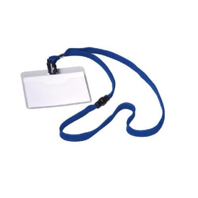 Durable 813907 Lot De 10 Badges Porte-Nom 60 X 90 Mm Avec Lanière Textile 44 Cm (Bleu Marine)