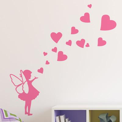 Pick and Stick Sticker Mural petite fée avec des coeurs - 50 x 35 cm, Noir