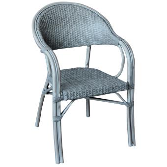Fauteuil en aluminium tube Ø 26mm imitation bois blanchi et tressage ... Fauteuil en aluminium tube Ø 26mm imitation bois blanchi et tressage ...